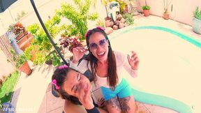 kinky mary gets wild in the pool: pee play, girl kissing, oral & wet threesome