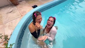 kinky mary gets wild in the pool: pee play, girl kissing, oral & wet threesome