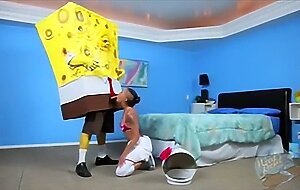 Teen giving head to sponge bob