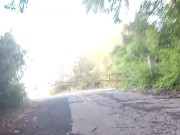 Waiting to get fucked on an abandoned road