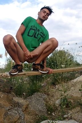 Middle Eastern Twink Outdoor - Cumshot on Hand