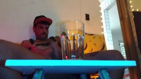 Piss, Spit, Pig Cum. Boy Fills A Glass By Spiting, Cumming And Pissing