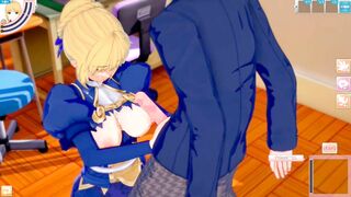 [Hentai Game Koikatsu! ]Have sex with Fate Big tits Artoria Pendragon.3DCG Erotic Anime Video.