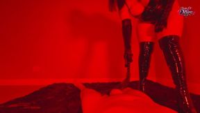 Latex Goddess Torments Her Slave