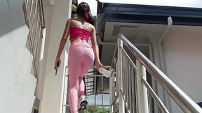 Asian Babe Fuck After Hard Gym Session with and Without Pink Leggings