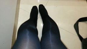 Black Ballet Flats with Pantyhose Teaser