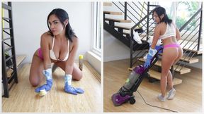 Sexy - Hot Latina Maid Selena Santa Polishes Bruno Dickemz's Knob