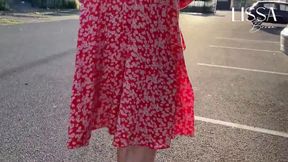 Hot woman shows off and touches herself on public bus