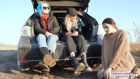 AURORA and PAMELA - You must clean our nasty and sweaty feet after the walk!