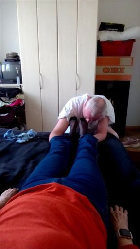 Sexy Nylon Feet of Grandma in the Afternoon