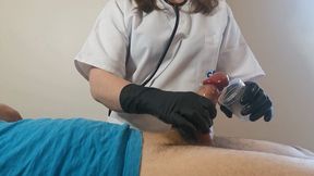 Nurse with black gloves cum extraction