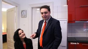 Andrea Dipr and the hot brunette in red who loves to suck lollipop and hard cock