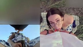 Summer outdoor blowjob with toys POV