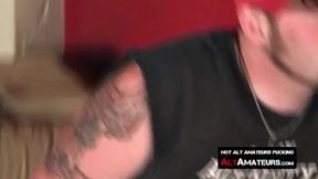 Lusty redhead homosexual punk plays with his hairy cock