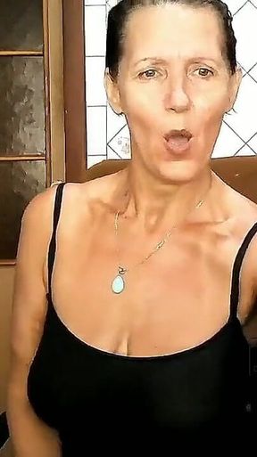 Lonely Housewife in a Tight Black Dress Without Underwear Shines with Her Charms and Chatting on Webcam