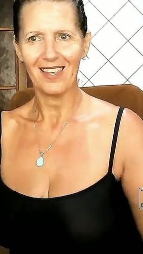 Lonely Housewife in a Tight Black Dress Without Underwear Shines with Her Charms and Chatting on Webcam