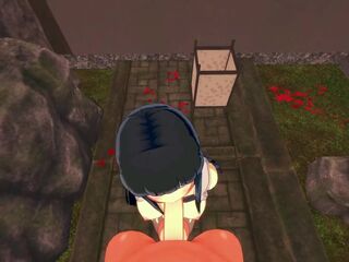 Hinata unfathomable mouths rod POV then swallows cum (Naruto Anime)