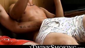 ”Straight buddies Cain & Boomer Jacoby chainsmoking & tries shaft sucking for”