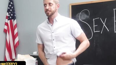 Teacher rimmed by his cute blonde student and fucked in the ass