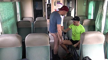 Fucked bareback in exhib public train