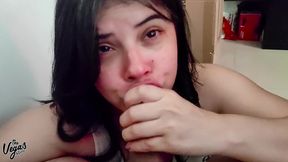 my girl surprises me with a sloppy blowjob at my studio – deepthroat and see-through dress - william and selena vega amateur blowjob