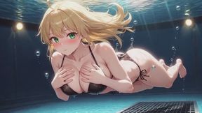 Deep Pool Breath Hold & Intense Solo Underwater Pleasure - Bikini Girl
