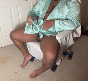 Black Man In Bathrobe Jekring Out Moaning Cumshot With Prostate Toy Inserted