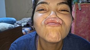 Smelling my thin, tight lips - they enter my nose