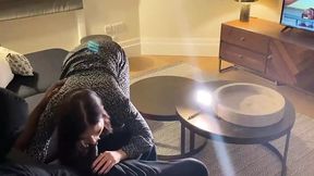 Amateur babe gobbles on BBC then gets fucked on the sofa
