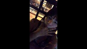 masturbation and cum in public on a balcony