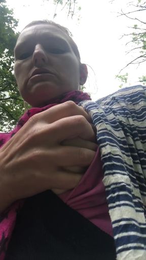 Public Titty Play Whilst Walking in the Great Outdoors