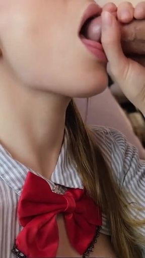 Juicy Blowjob in College Uniform