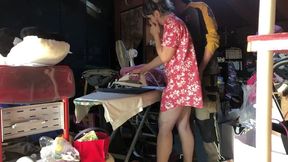 let me finish ironing, come on you know i can t resist if i see your big cock