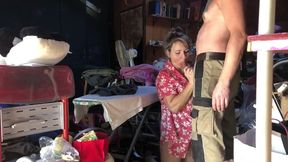 let me finish ironing, come on you know i can t resist if i see your big cock