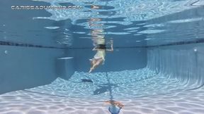 Carissa in the yellow vintage slip white panties and tiny tank top swimming strip tease