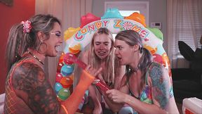 candy loving sluts play with their gaping assholes and pussies