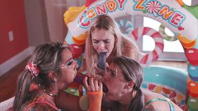 candy loving sluts play with their gaping assholes and pussies