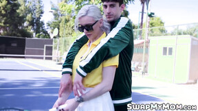 ”Friendly tennis match turns into a stepson swap with Stepmoms Kenzie Taylor & Mon”