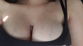 My Giantess stepsister put tiny stepbrother between her big tits because she loves to travel there and then giantess stepsister got hungry so she sucked him like sugar in 4k