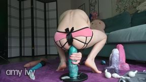 riding my massive dildo, XXXCALIBUR from hankey&#039;s toys!
