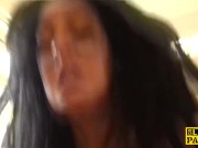 Chubby brit swallowing cum after a rough fuck