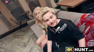 Petite blonde Molly Cute is so wet while we are cucking her boyfriend