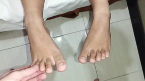 Malay slobbering all over my giant cock&#x1F32D; during toe-curling footjob