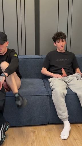 Two guys jerking off together and CUM   Clip 1