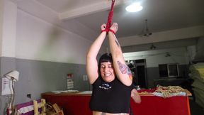 Submissive tied up and in abandoned factory- Shibari