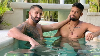 Bearded hunks are enjoying their spa day together