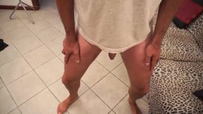 Naughty woman hits him right in her balls
