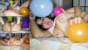 Stepbrother caught me blowing balloons at night HD - Bunny Looner