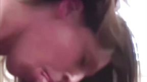 Teen girl sucking and swallowing creampie at home