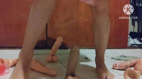 Sissy in Chastity Trying Many Dildos up Her Horny Asshole